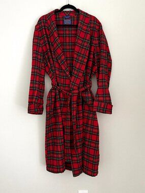 Vintage Pendleton 100% Virgin Wool Plaid Bathrobe Cabincore Granpacore Cozy L